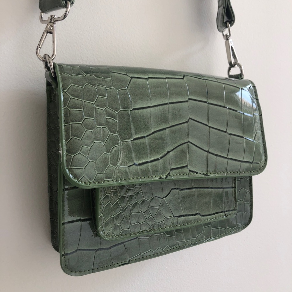 Dusty green vegan leather handbag